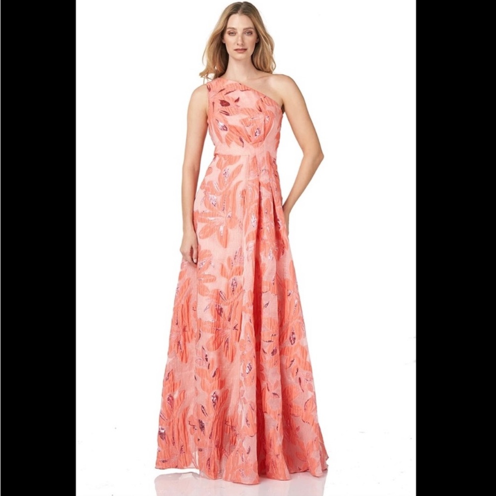 Kay Unger New York One Shoulder Persimmon Gown (MOB - perfect spring dress! )